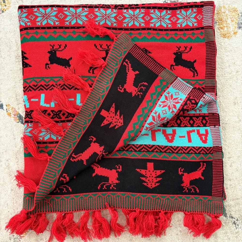 Knit Throw Blanket - Christmas Sweater Theme 58” x 48”